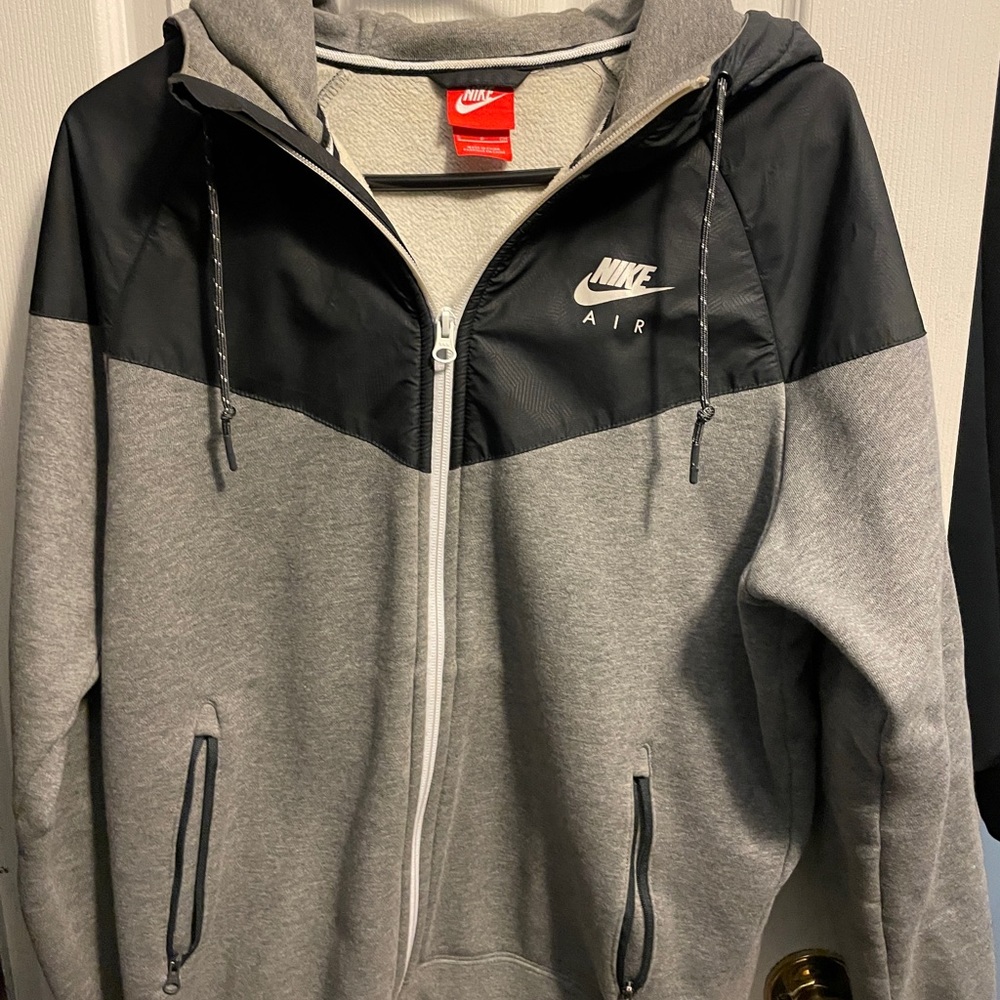 NIKE SPORTSWEAR TECH FLEECE FULL ZIP GREY/ BLACK HOODIE MENS S- Discontinued